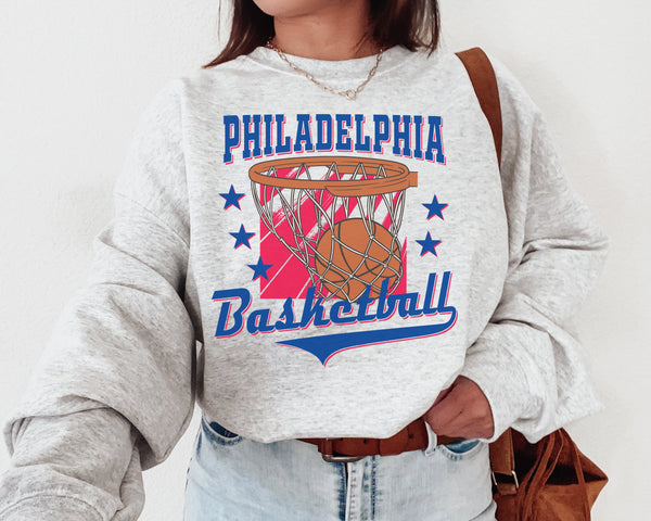 Philadelphia Basketball Crewneck Sweatshirt, The 76er Sweater