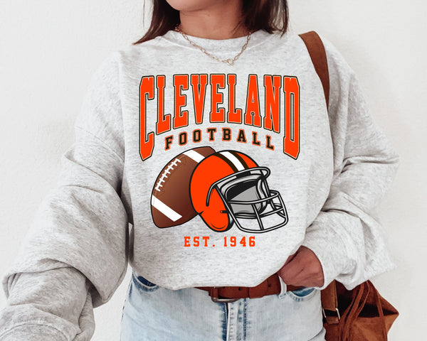 Cleveland Football Crewneck Sweatshirt, The Brown Sweater