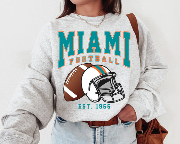 Miami  Football Crewneck Sweatshirt, The Dolphin Sweater