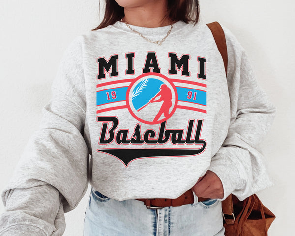 Miami Baseball Crewneck Sweatshirt, The Marlin Sweater