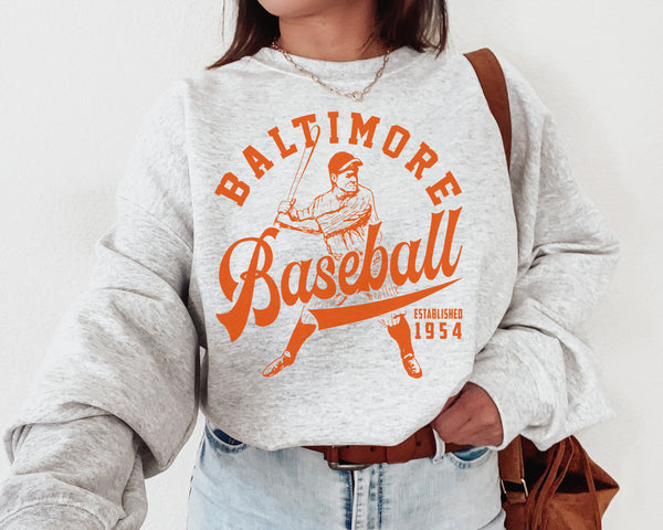 Baltimore Oriole Baseball Crewneck Sweatshirt , The Oriole Sweater