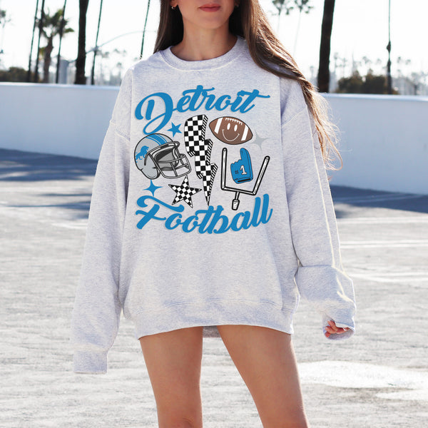 Vintage Detroit Football Crewneck Sweatshirt, The Lion Sweater