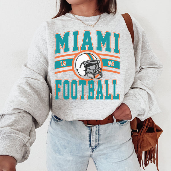 Vintage Miami Football Crewneck Sweatshirt, The Dolphin Sweater